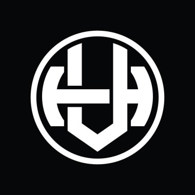 Üst üste binen stil vintage tasarım şablonuyla VH Logo monogramı