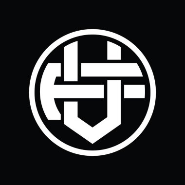 Üst üste binen stil vintage tasarım şablonuyla VF Logo monogramı