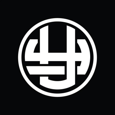 Üst üste binen stil vintage tasarım şablonuna sahip UY Logo monogramı