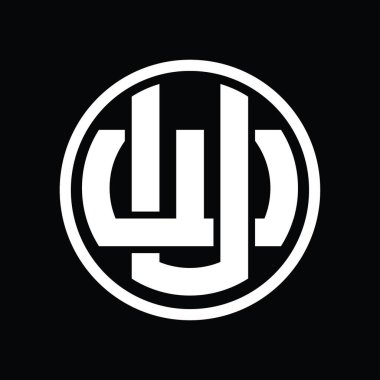 Üst üste binen stil vintage tasarım şablonuyla UW Logo monogramı