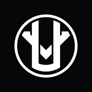 Üst üste binen stil vintage dizayn şablonuna sahip UV logo monogramı