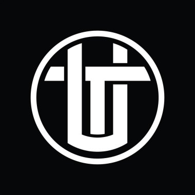 Üst üste binen stil vintage tasarım şablonuna sahip UT Logo monogramı