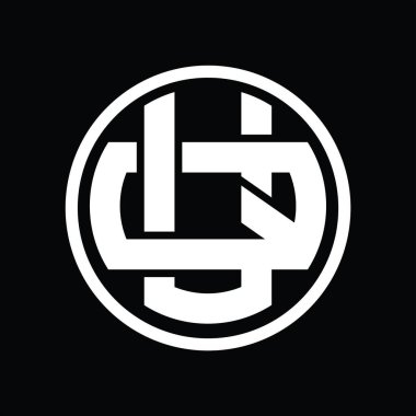 Üst üste binen stil vintage tasarım şablonuyla UQ Logo monogramı