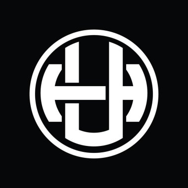 Üst üste binen stil vintage tasarım şablonuna sahip UH logo monogramı