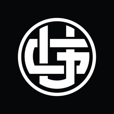 Üst üste binen stil vintage tasarım şablonuna sahip UG Logo monogramı