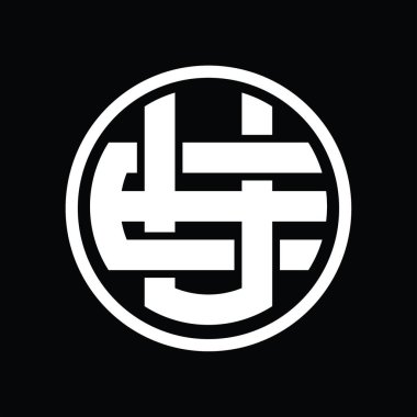 Üst üste binen stil vintage tasarım şablonuyla UE logo monogramı