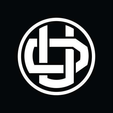 Üst üste binen stil vintage tasarım şablonuyla UD logo monogramı