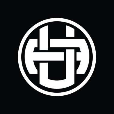 Üst üste binen stil vintage tasarım şablonuna sahip UA Logo monogramı