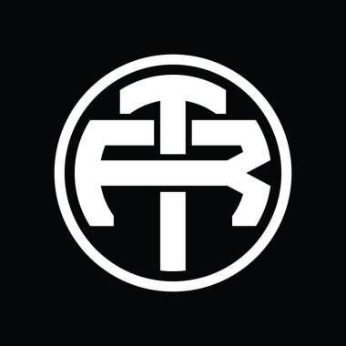 Üst üste binen stil vintage tasarım şablonuyla TR Logo monogramı