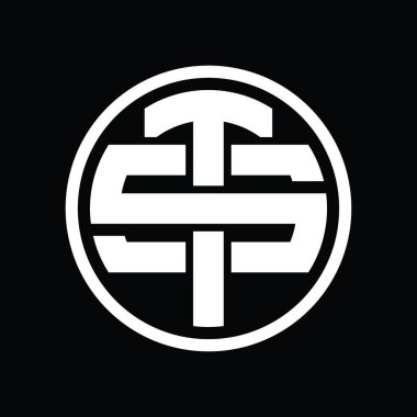 Üst üste binen stil vintage tasarım şablonuyla TS Logo monogramı