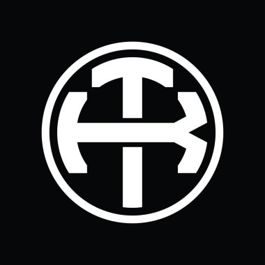 Üst üste binen stil vintage tasarım şablonuyla TK Logo monogramı