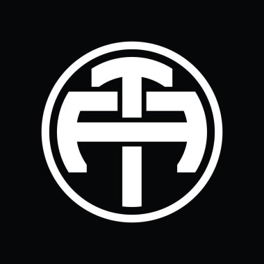 Üst üste binen stil vintage tasarım şablonuna sahip TA Logo monogramı