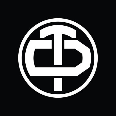 Üst üste binen stil vintage tasarım şablonuyla TD logo monogramı