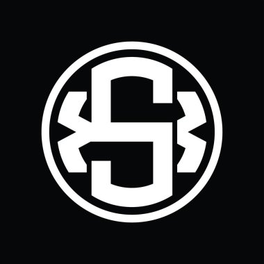 Üst üste binen stil vintage tasarım şablonuyla SX Logo monogramı