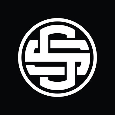 Üst üste binen stil vintage tasarım şablonuna sahip SS Logo monogramı
