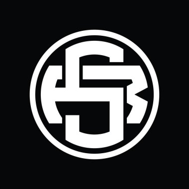 Üst üste binen stil vintage tasarım şablonuyla SR Logo monogramı