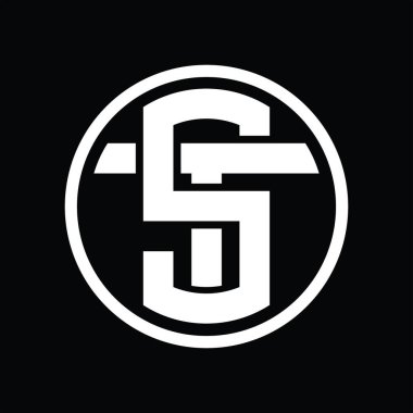 Üst üste binen stil vintage tasarım şablonuna sahip ST Logo monogramı