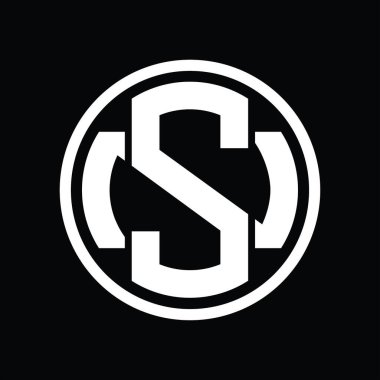 Üst üste binen stil vintage tasarım şablonuna sahip SN Logo monogramı