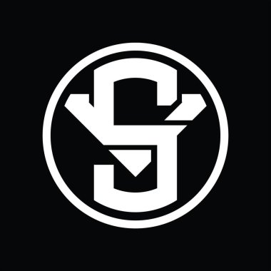 Üst üste binen stil vintage tasarım şablonuna sahip SV logo monogramı