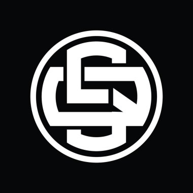 Üst üste binen stil vintage tasarım şablonuyla SQ Logo monogramı