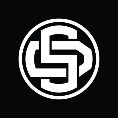 Üst üste binen stil vintage tasarım şablonuyla SD Logo monogramı