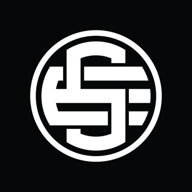 Üst üste binen stil vintage tasarım şablonuna sahip SE Logo monogramı