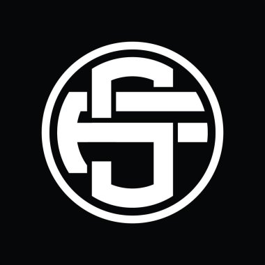 Üst üste binen stil vintage tasarım şablonuna sahip SF Logo monogramı