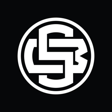 Üst üste binen stil vintage tasarım şablonuna sahip SB Logo monogramı
