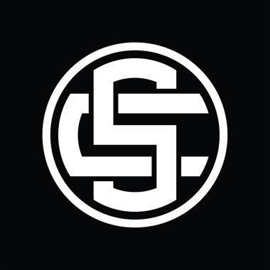 Üst üste binen stil vintage tasarım şablonuyla SC Logo monogramı