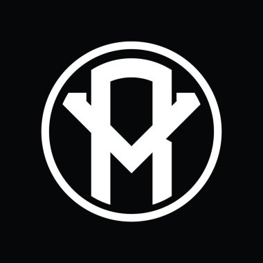 Üst üste binen stil vintage tasarım şablonuyla RV logo monogramı