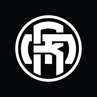 Üst üste binen stil vintage tasarım şablonuyla RM Logo monogramı