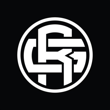 Üst üste binen stil vintage tasarım şablonuyla RG Logo monogramı