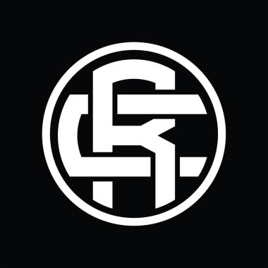Üst üste binen stil vintage tasarım şablonuyla RC Logo monogramı