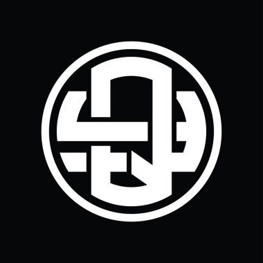 Üst üste binen stil vintage tasarım şablonuyla QY Logo monogramı