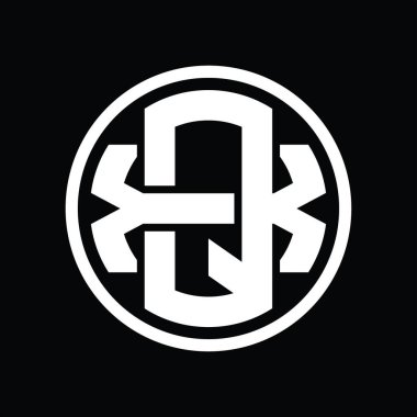 Üst üste binen stil vintage tasarım şablonuyla QX Logo monogramı