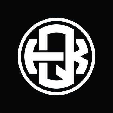 Üst üste binen stil vintage tasarım şablonuyla QK Logo monogramı