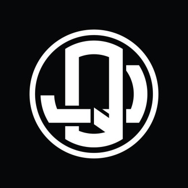 Üst üste binen stil vintage tasarım şablonuyla QJ Logo monogramı