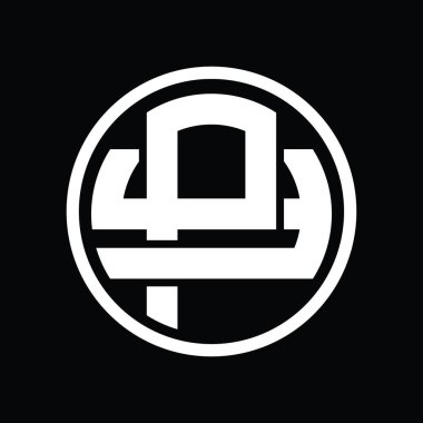Üst üste binen stil vintage tasarım şablonuyla PY Logo monogramı