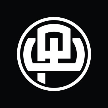 Üst üste binen stil vintage tasarım şablonuyla PW Logo monogramı