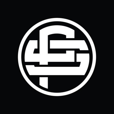 Üst üste binen stil vintage tasarım şablonuyla PS Logo monogramı