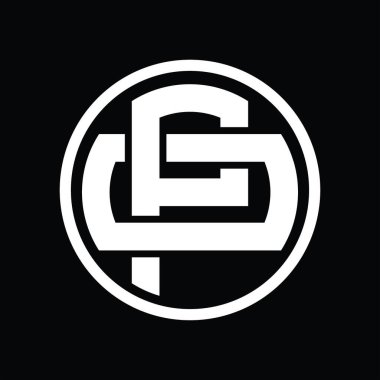 Üst üste binen stil vintage tasarım şablonuyla PO Logo monogramı