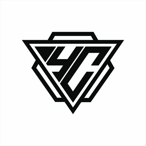 Logo Monogram Trojúhelníkem Šestiúhelníkem Kombinace Izolované Zadní Bílé Barvy — Stockový vektor