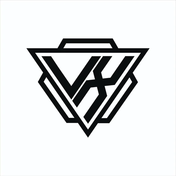 Monogramme Logo Avec Combinaison Triangle Hexagone Isolé Sur Dos Les — Image vectorielle