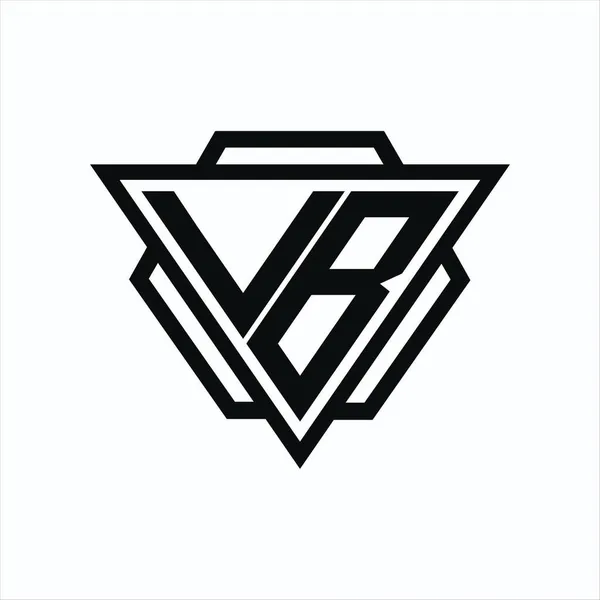 Монограма Logo Комбінацією Трикутників Шестикутників Ізольована Спині Білому Кольорах — стоковий вектор