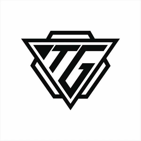 Monograma Logotipo Con Combinación Triángulo Forma Hexágono Aislado Espalda Colores — Vector de stock