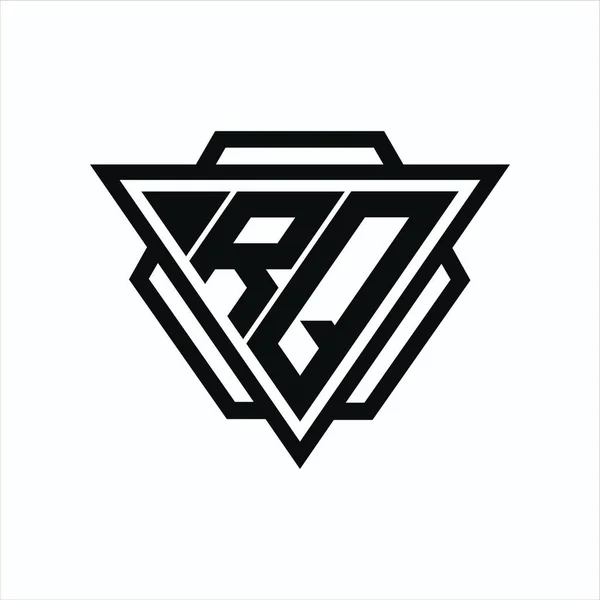 Rq徽标 三角形和六边形组合 背面和白色隔离 — 图库矢量图片
