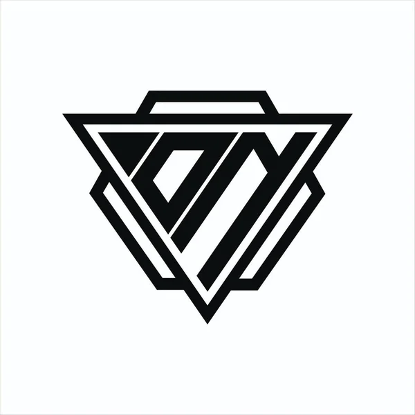 Монограма Логотипу Комбінацією Трикутників Шестикутників Ізольована Спині Білому Кольорах — стоковий вектор