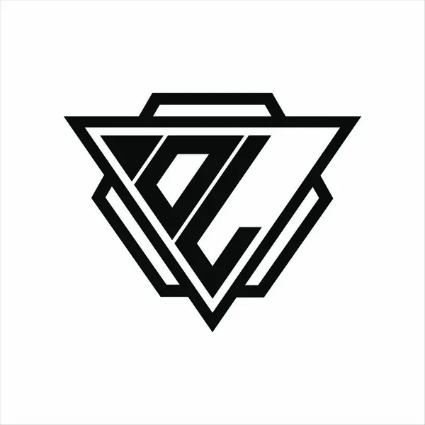 Μονόγραμμα Λογότυπου Συνδυασμό Τριγώνου Και Εξάγωνα Που Απομονώνεται Χρώματα Λευκό — Διανυσματικό Αρχείο