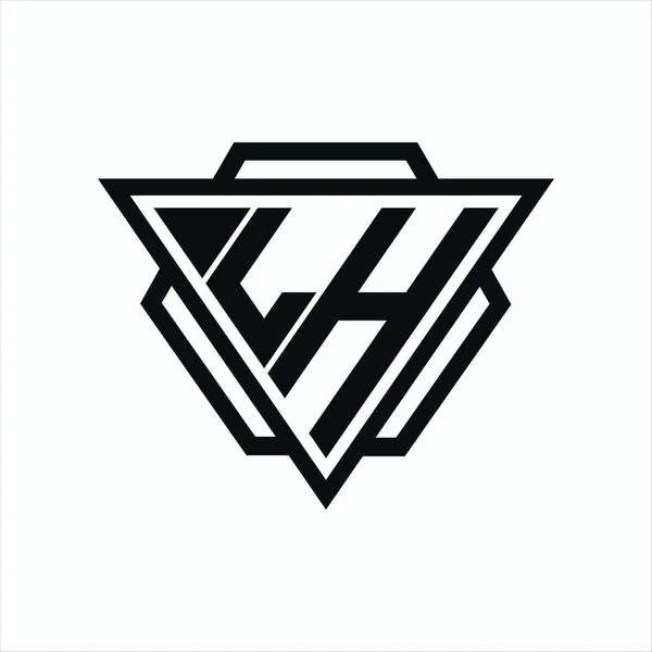 Logotipo Monograma Con Combinación Triángulo Forma Hexágono Aislado Espalda Colores — Vector de stock