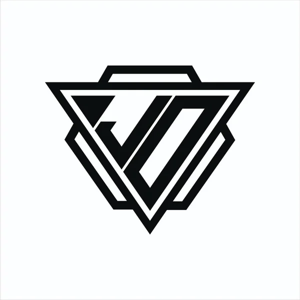 Monograma Del Logotipo Con Combinación Triángulo Forma Hexágono Aislado Colores — Archivo Imágenes Vectoriales